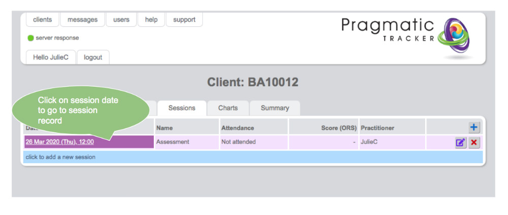Link to session record