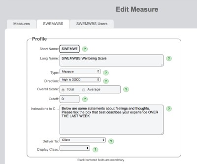 Edit measure page