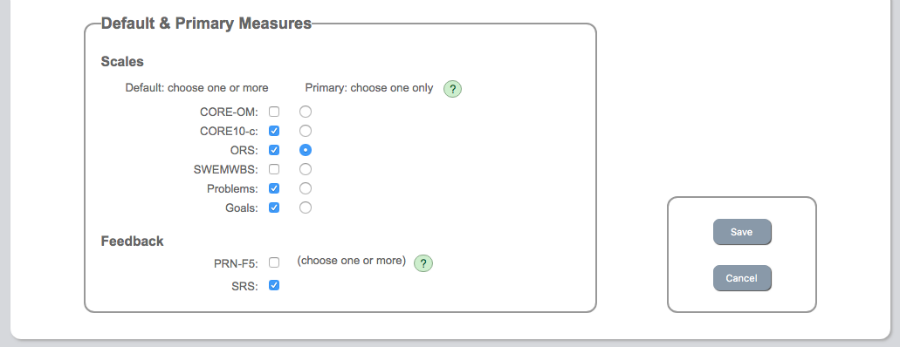 Goals selection in client profile