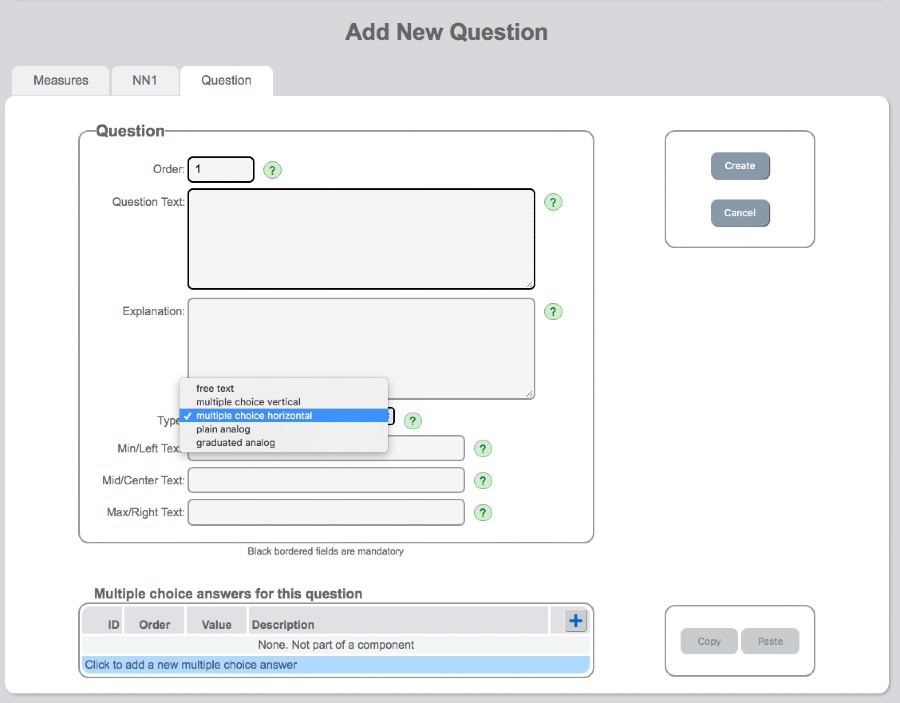Add question form